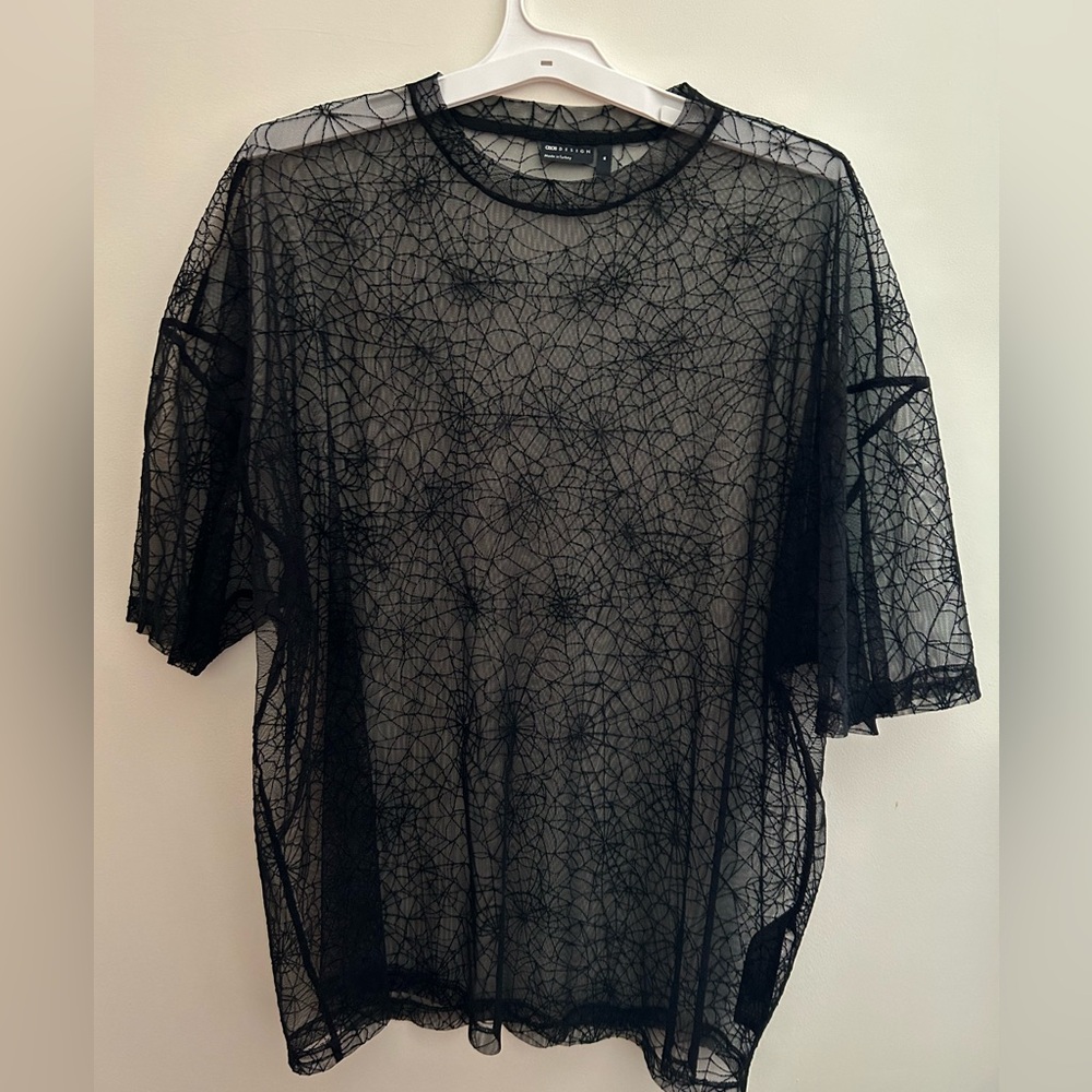 See through spider detailed shirt